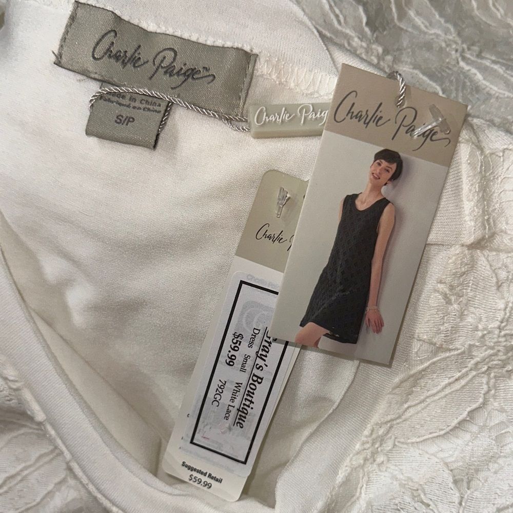 NWT Charlie Paige Elegant White Sleeveless Dress Size SP - Picture 10 of 10